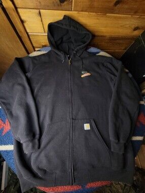 Carhartt Dekalb Hooded Sweatshirt Mens XL Tall Black Full Zip K122